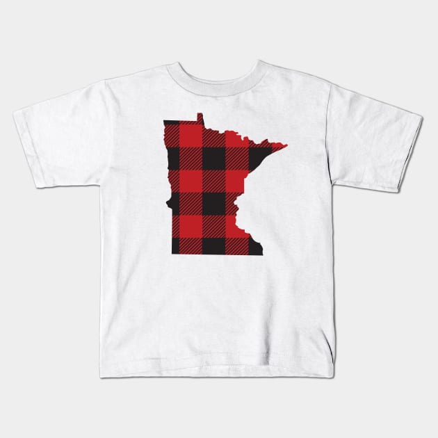 Minnesota Flannel Plaid MN State Design Kids T-Shirt by DoctorWatsonDesigns